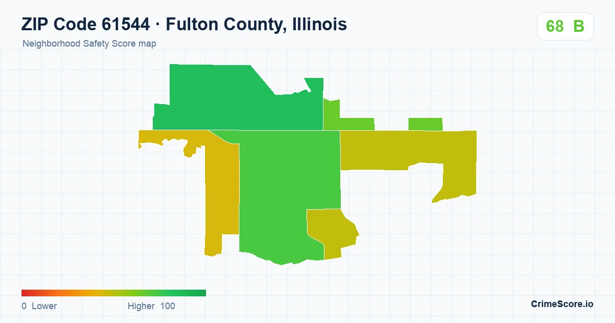 ZIP Code 61544 in Fulton County, Illinois neighborhood Safety Score map