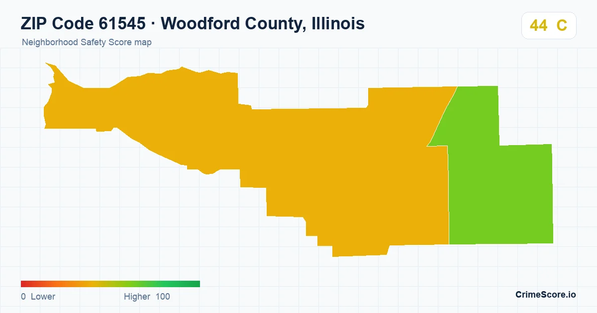 ZIP Code 61545 in Woodford County, Illinois neighborhood Safety Score map