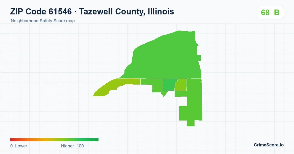 ZIP Code 61546 in Tazewell County, Illinois neighborhood Safety Score map