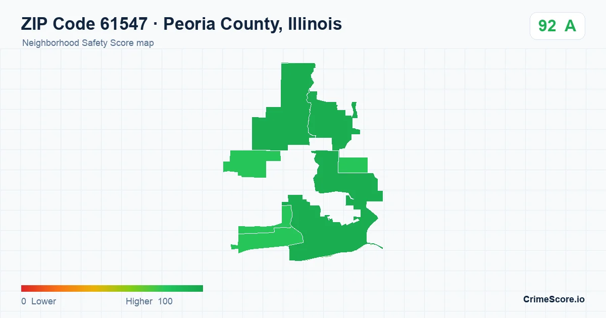ZIP Code 61547 in Peoria County, Illinois neighborhood Safety Score map