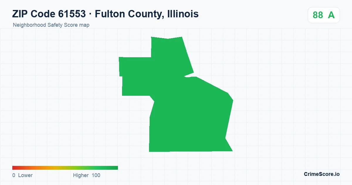 ZIP Code 61553 in Fulton County, Illinois neighborhood Safety Score map