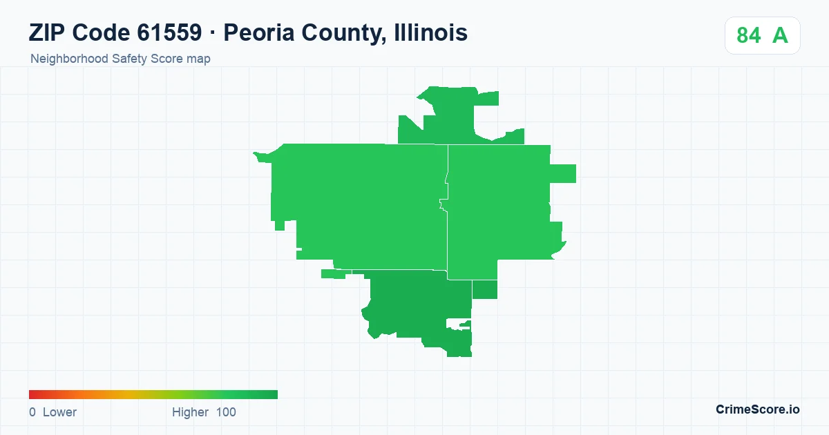 ZIP Code 61559 in Peoria County, Illinois neighborhood Safety Score map