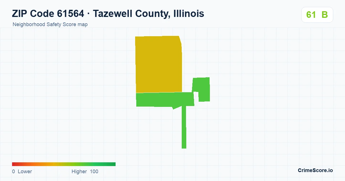 ZIP Code 61564 in Tazewell County, Illinois neighborhood Safety Score map