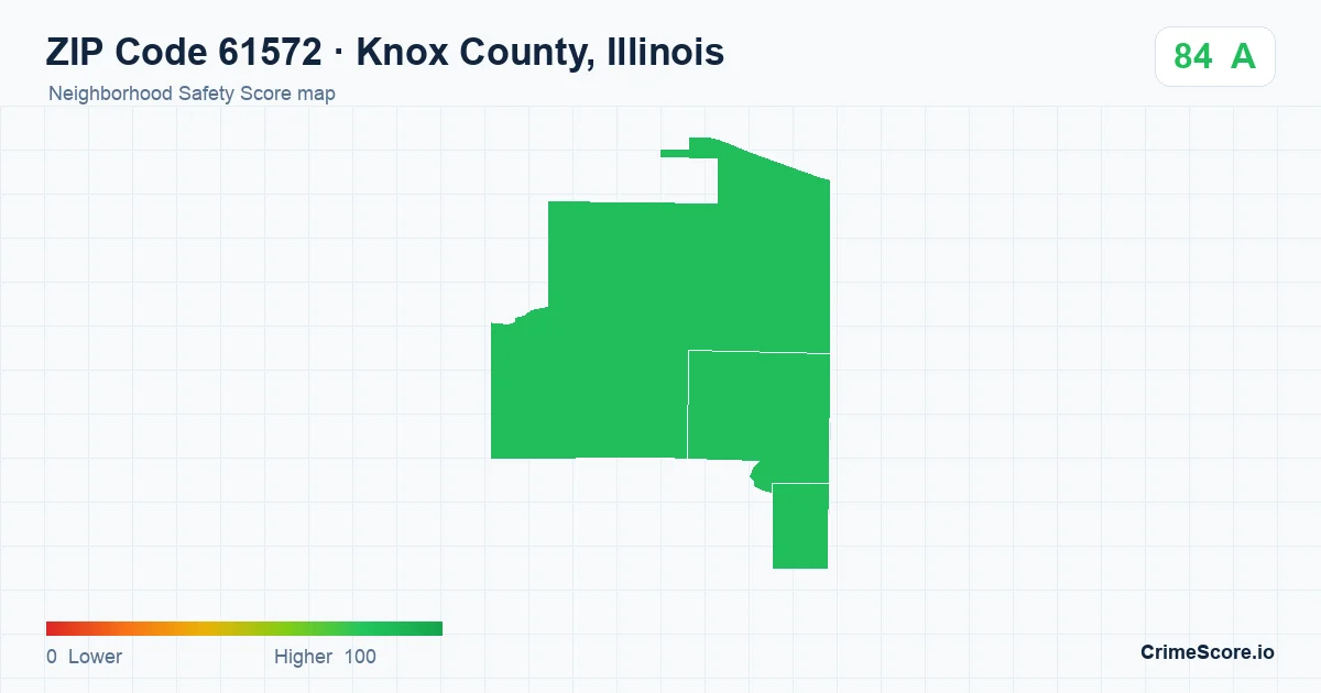 ZIP Code 61572 in Knox County, Illinois neighborhood Safety Score map
