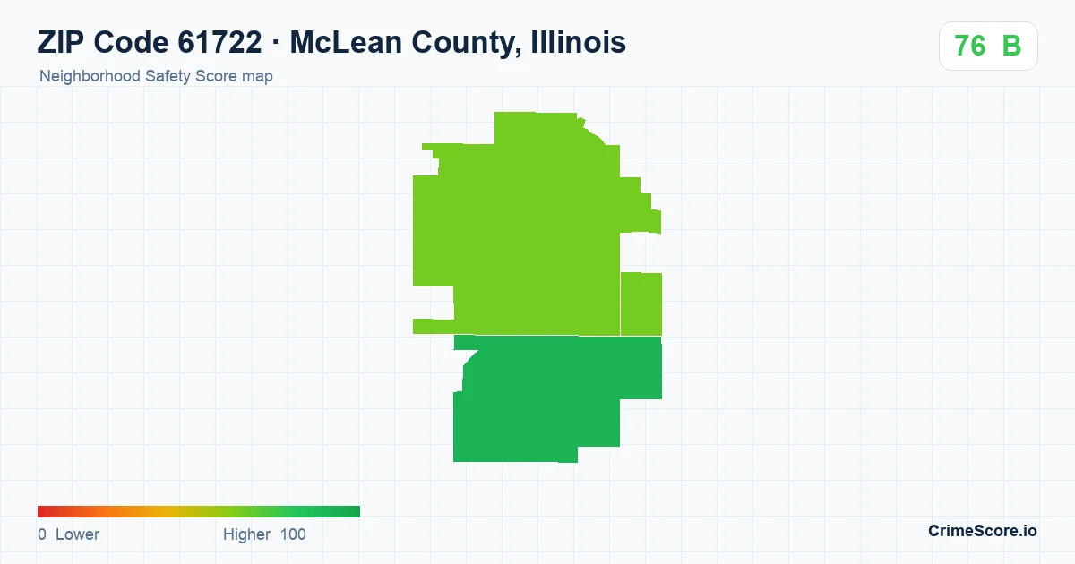ZIP Code 61722 in McLean County, Illinois neighborhood Safety Score map