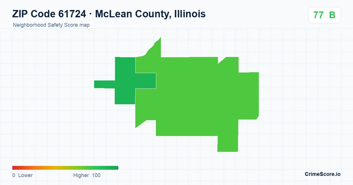 ZIP Code 61724 in McLean County, Illinois neighborhood Safety Score map