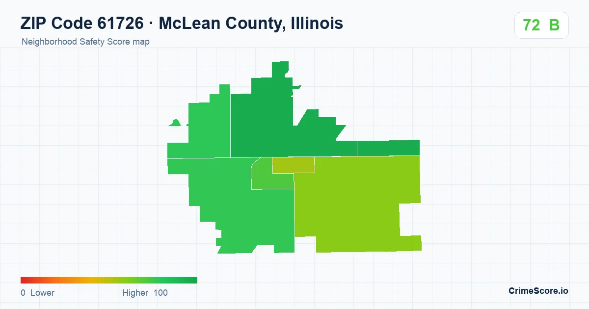 ZIP Code 61726 in McLean County, Illinois neighborhood Safety Score map
