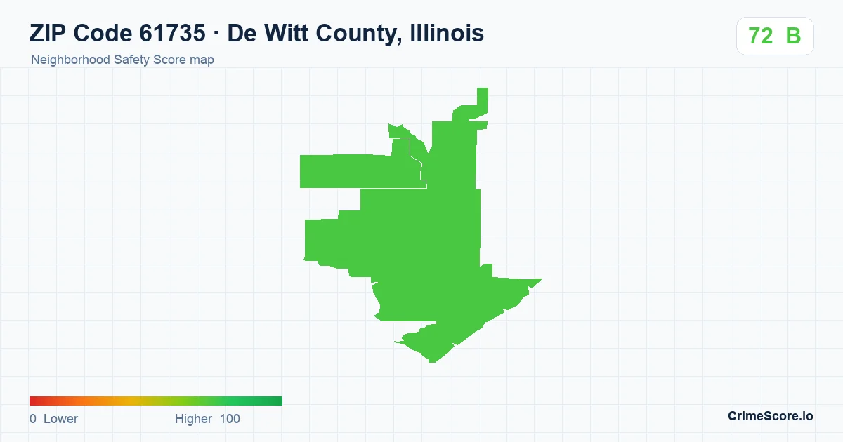 ZIP Code 61735 in De Witt County, Illinois neighborhood Safety Score map