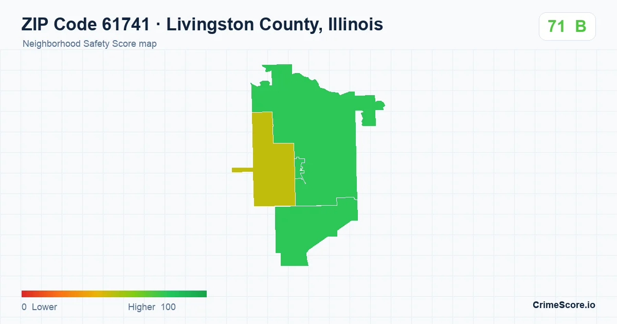 ZIP Code 61741 in Livingston County, Illinois neighborhood Safety Score map