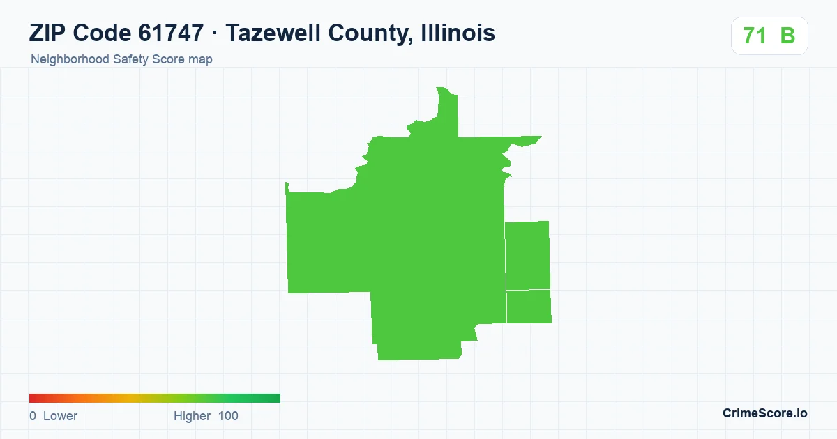 ZIP Code 61747 in Tazewell County, Illinois neighborhood Safety Score map