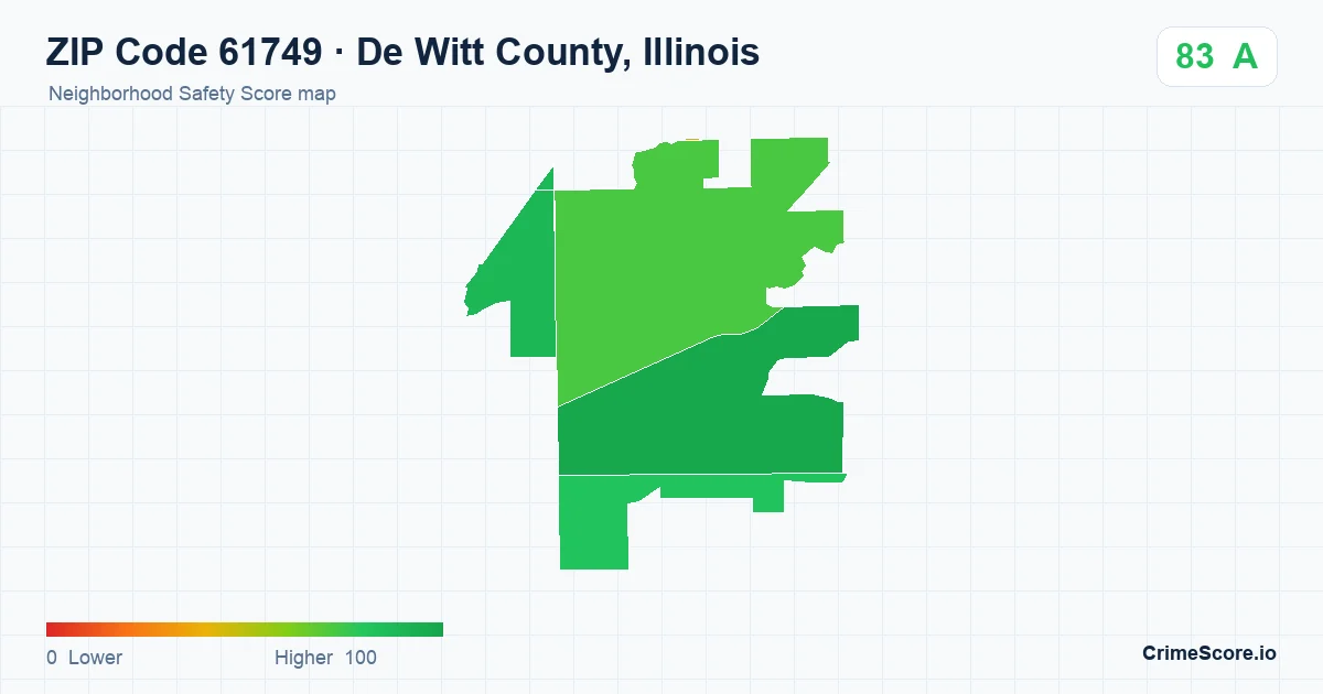 ZIP Code 61749 in De Witt County, Illinois neighborhood Safety Score map