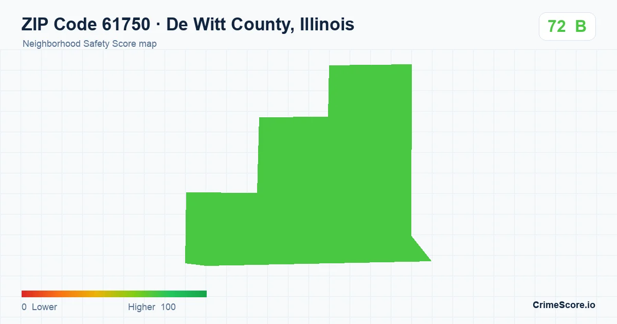 ZIP Code 61750 in De Witt County, Illinois neighborhood Safety Score map