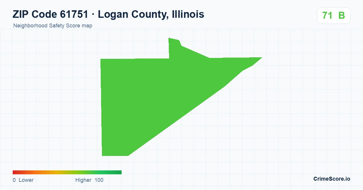 ZIP Code 61751 in Logan County, Illinois neighborhood Safety Score map