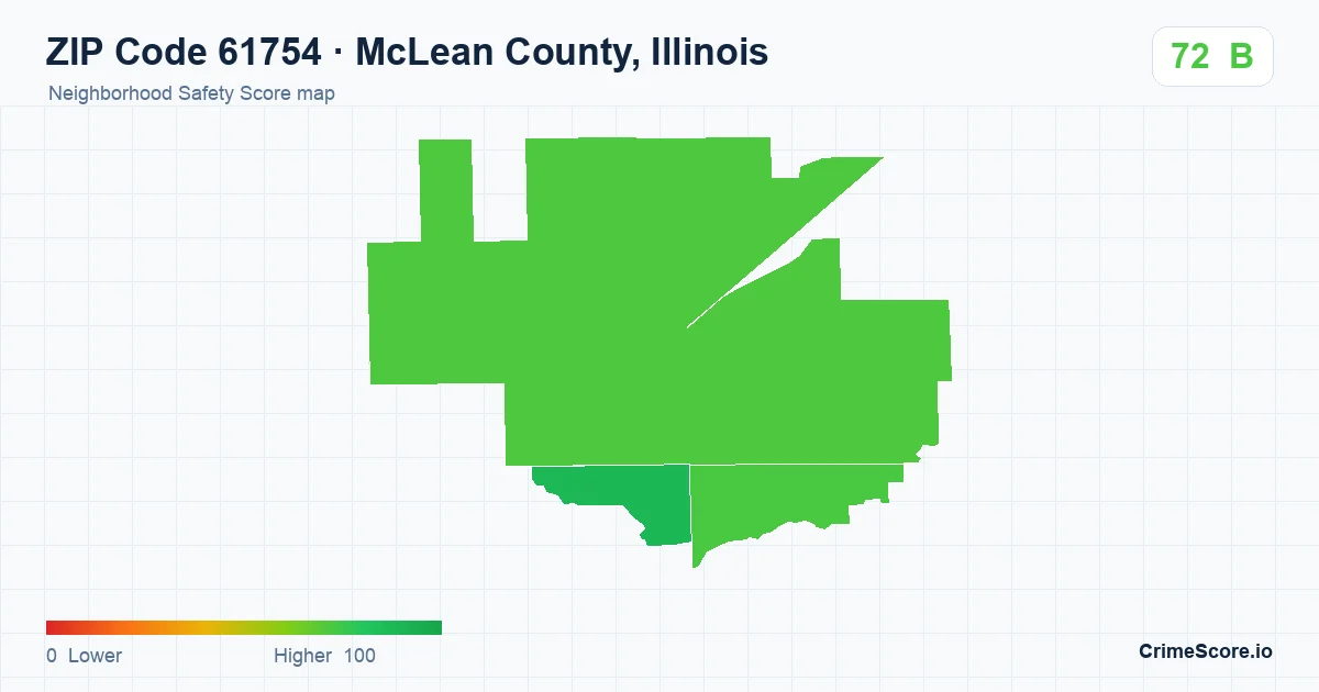 ZIP Code 61754 in McLean County, Illinois neighborhood Safety Score map