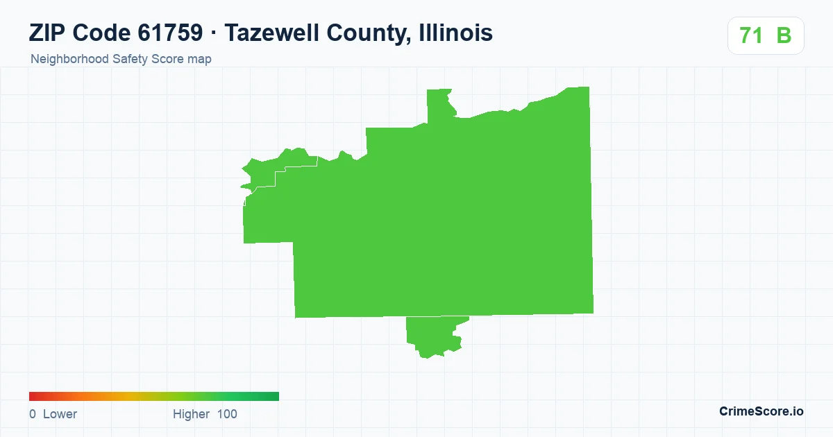 ZIP Code 61759 in Tazewell County, Illinois neighborhood Safety Score map