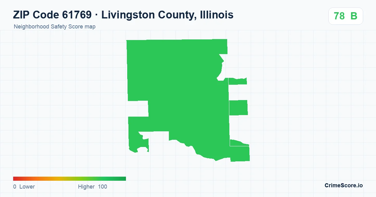 ZIP Code 61769 in Livingston County, Illinois neighborhood Safety Score map