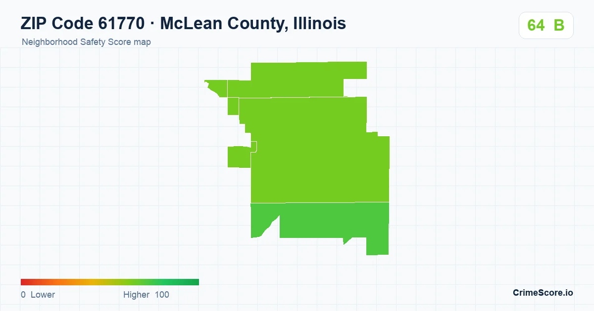 ZIP Code 61770 in McLean County, Illinois neighborhood Safety Score map