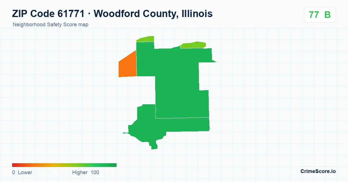 ZIP Code 61771 in Woodford County, Illinois neighborhood Safety Score map
