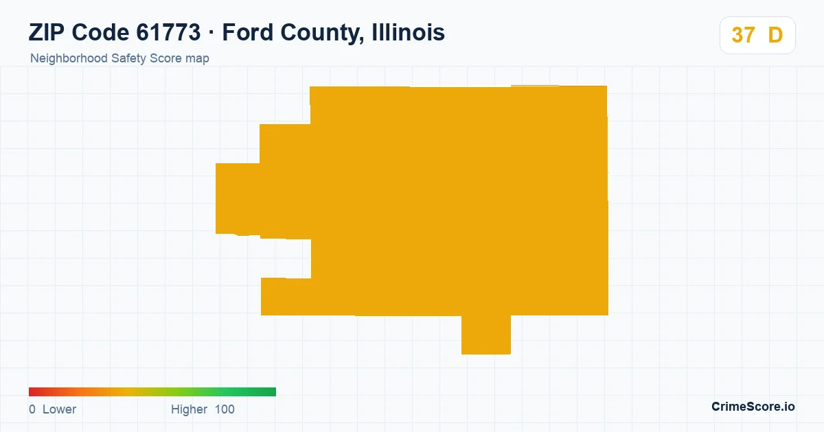 ZIP Code 61773 in Ford County, Illinois neighborhood Safety Score map