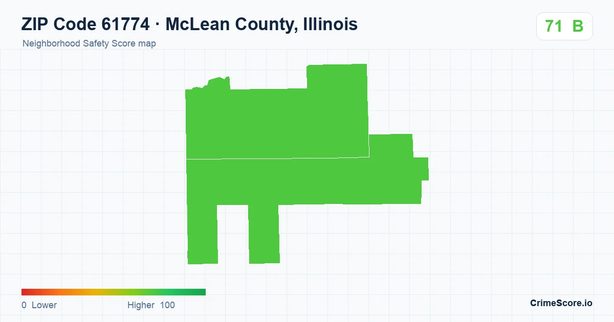 ZIP Code 61774 in McLean County, Illinois neighborhood Safety Score map
