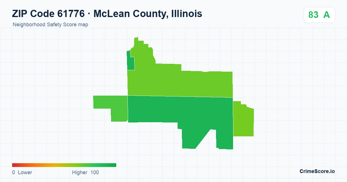 ZIP Code 61776 in McLean County, Illinois neighborhood Safety Score map