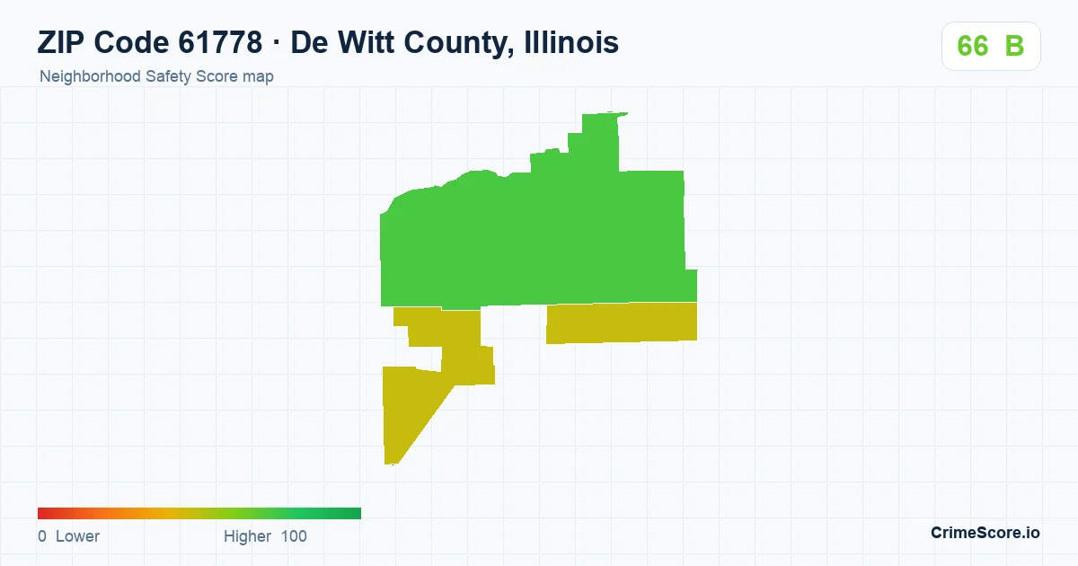ZIP Code 61778 in De Witt County, Illinois neighborhood Safety Score map