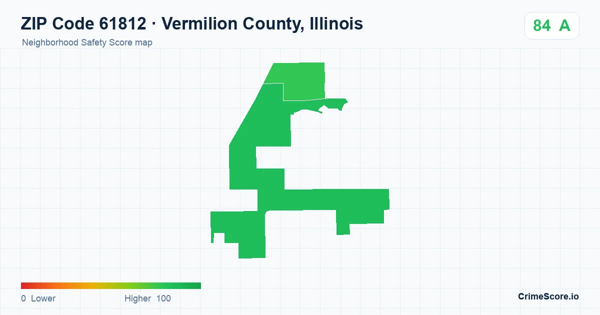 ZIP Code 61812 in Vermilion County, Illinois neighborhood Safety Score map