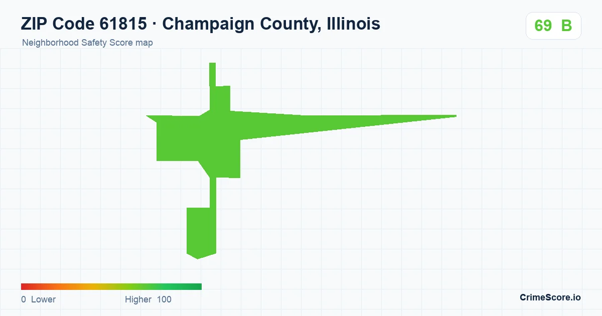 ZIP Code 61815 in Champaign County, Illinois neighborhood Safety Score map