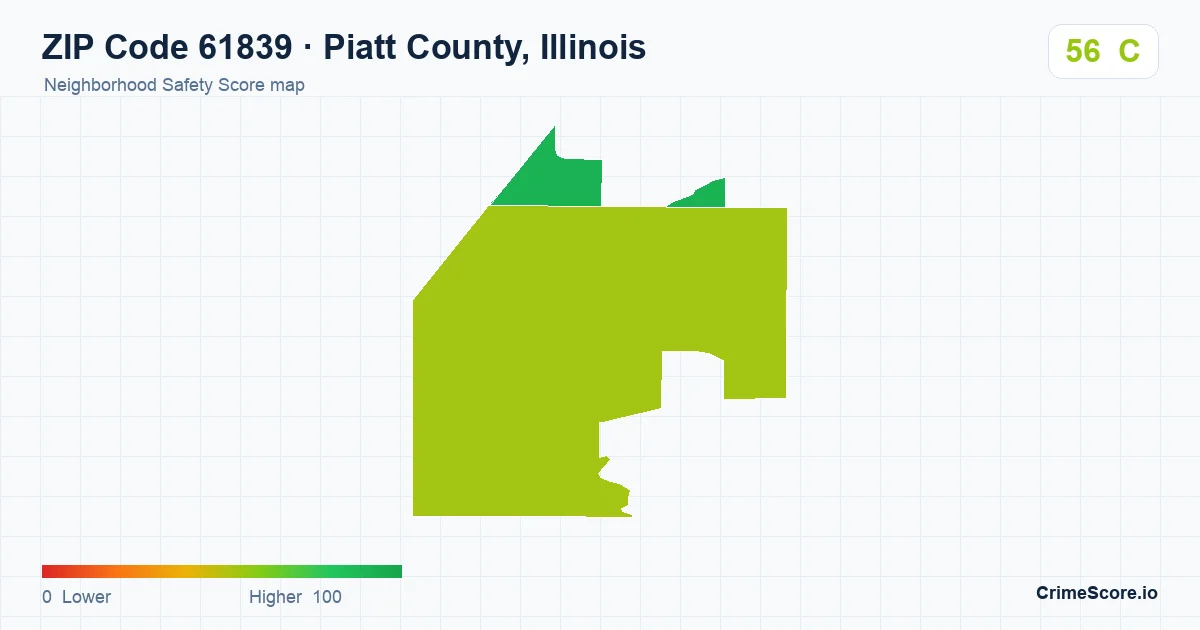 ZIP Code 61839 in Piatt County, Illinois neighborhood Safety Score map