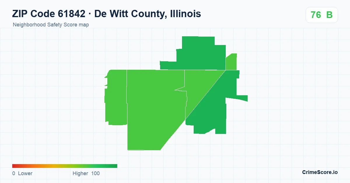 ZIP Code 61842 in De Witt County, Illinois neighborhood Safety Score map