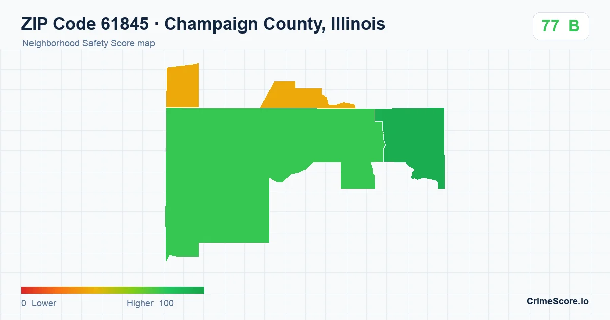 ZIP Code 61845 in Champaign County, Illinois neighborhood Safety Score map