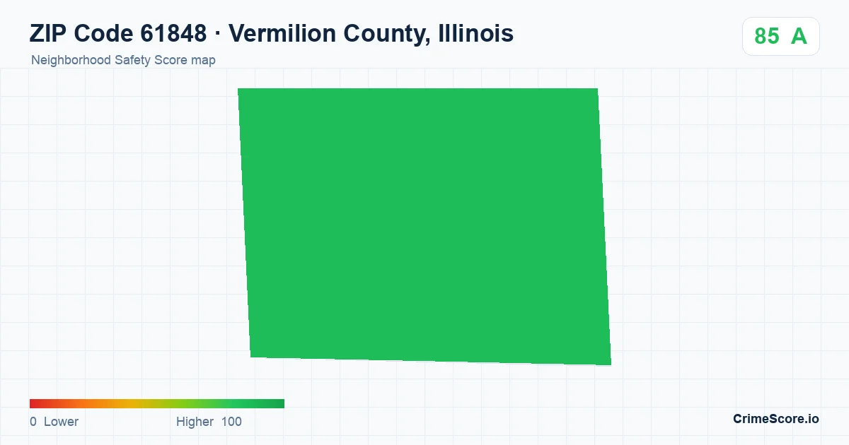 ZIP Code 61848 in Vermilion County, Illinois neighborhood Safety Score map