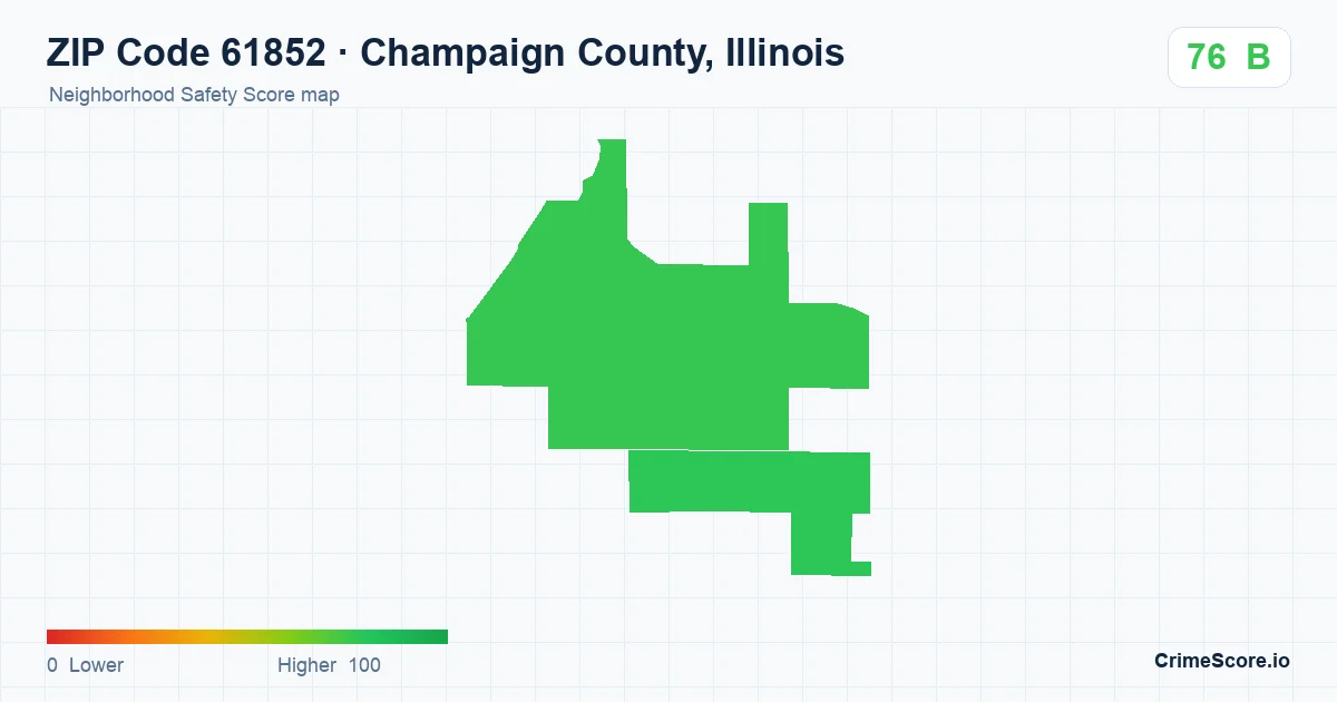 ZIP Code 61852 in Champaign County, Illinois neighborhood Safety Score map