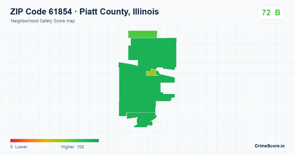 ZIP Code 61854 in Piatt County, Illinois neighborhood Safety Score map