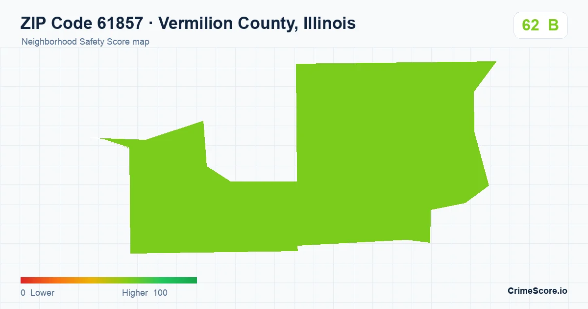 ZIP Code 61857 in Vermilion County, Illinois neighborhood Safety Score map
