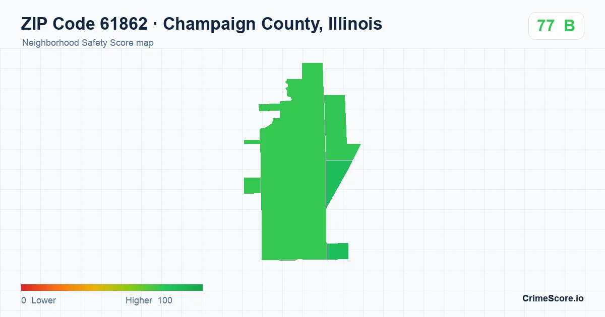 ZIP Code 61862 in Champaign County, Illinois neighborhood Safety Score map