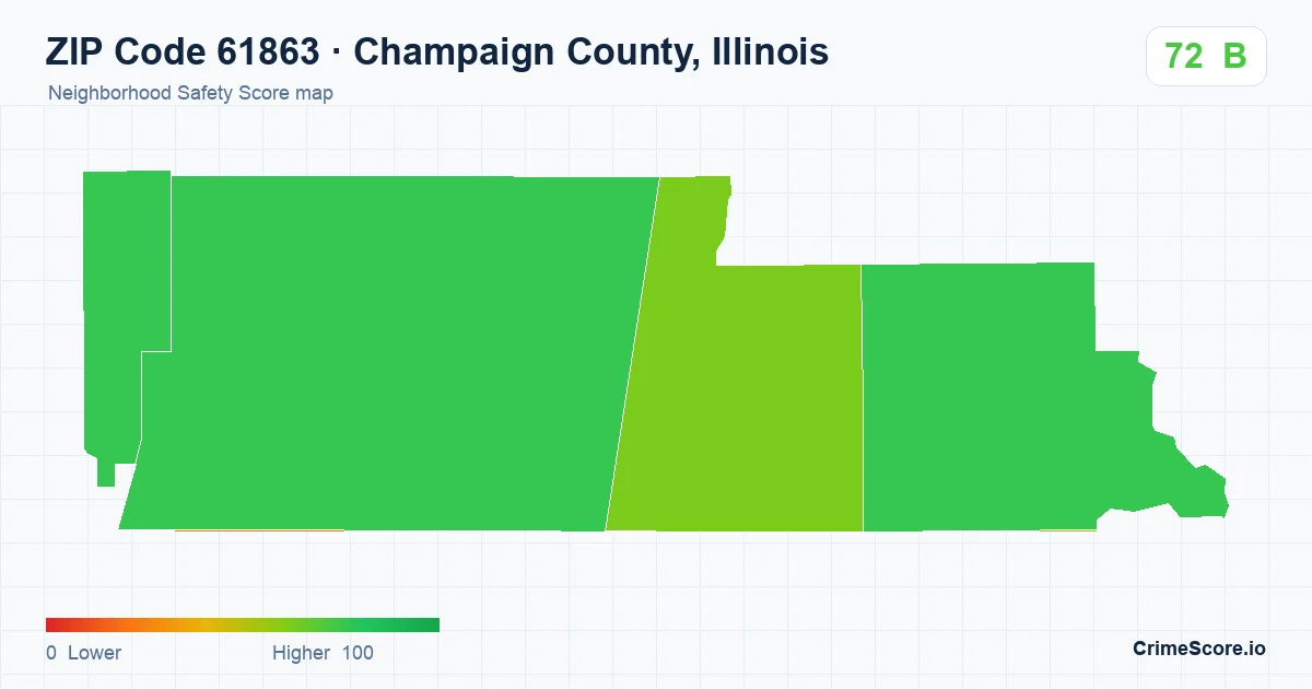 ZIP Code 61863 in Champaign County, Illinois neighborhood Safety Score map