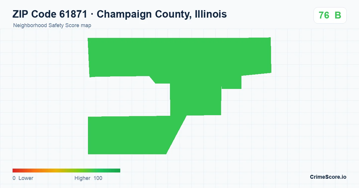 ZIP Code 61871 in Champaign County, Illinois neighborhood Safety Score map