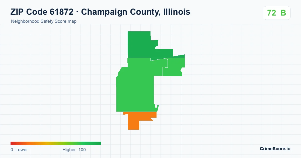 ZIP Code 61872 in Champaign County, Illinois neighborhood Safety Score map