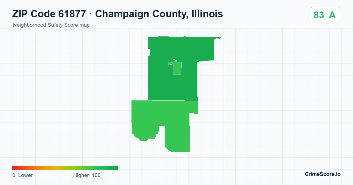 ZIP Code 61877 in Champaign County, Illinois neighborhood Safety Score map
