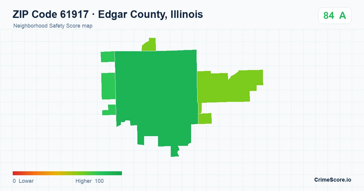 ZIP Code 61917 in Edgar County, Illinois neighborhood Safety Score map