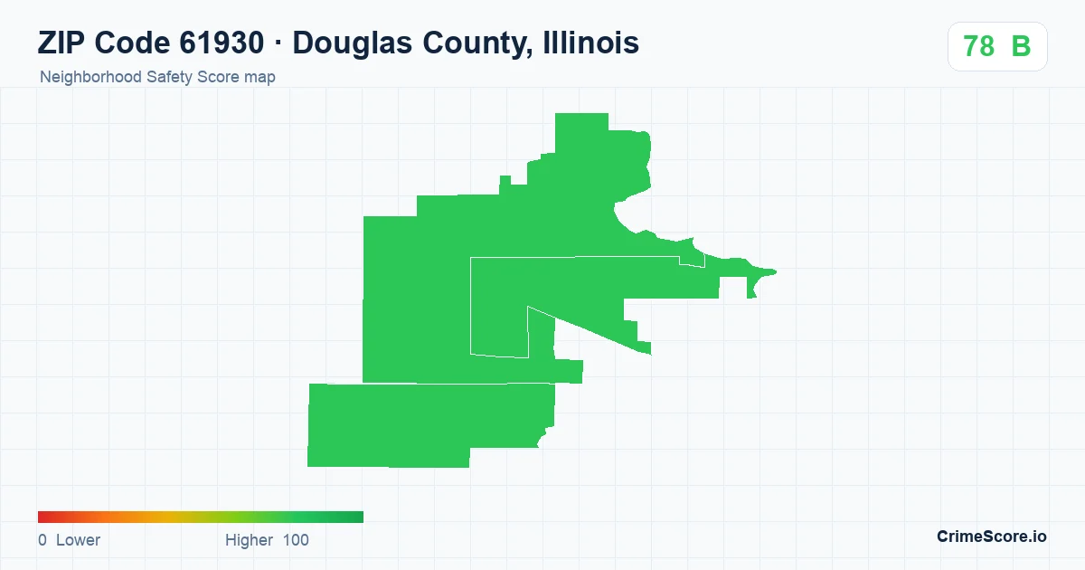 ZIP Code 61930 in Douglas County, Illinois neighborhood Safety Score map