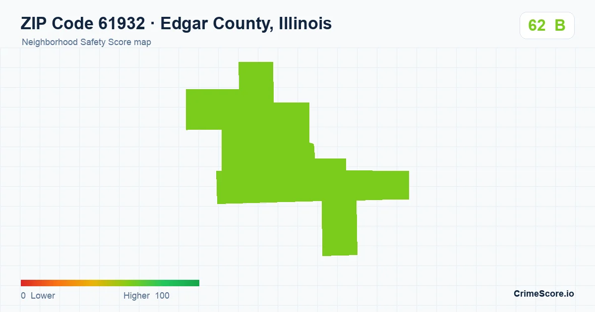 ZIP Code 61932 in Edgar County, Illinois neighborhood Safety Score map