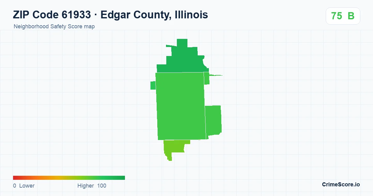 ZIP Code 61933 in Edgar County, Illinois neighborhood Safety Score map