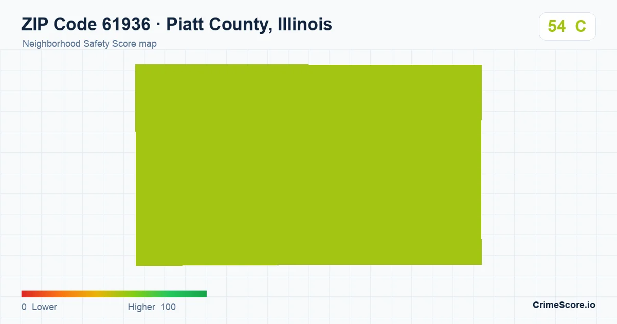 ZIP Code 61936 in Piatt County, Illinois neighborhood Safety Score map