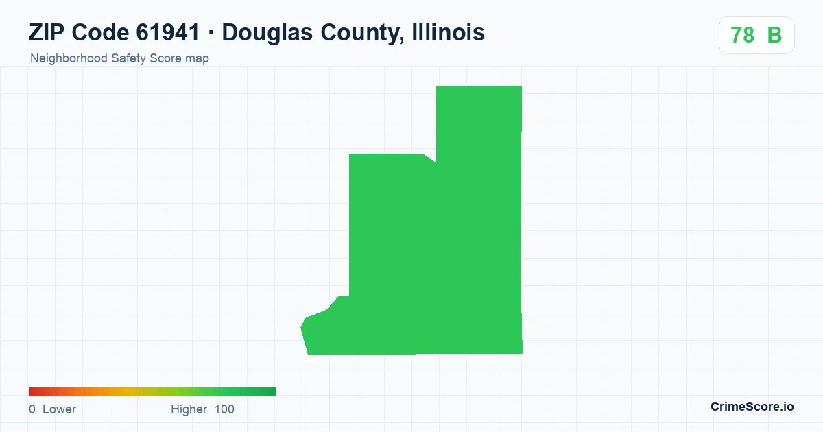 ZIP Code 61941 in Douglas County, Illinois neighborhood Safety Score map