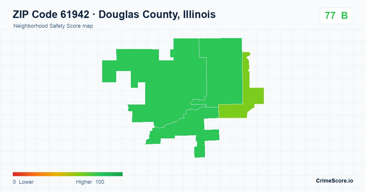 ZIP Code 61942 in Douglas County, Illinois neighborhood Safety Score map