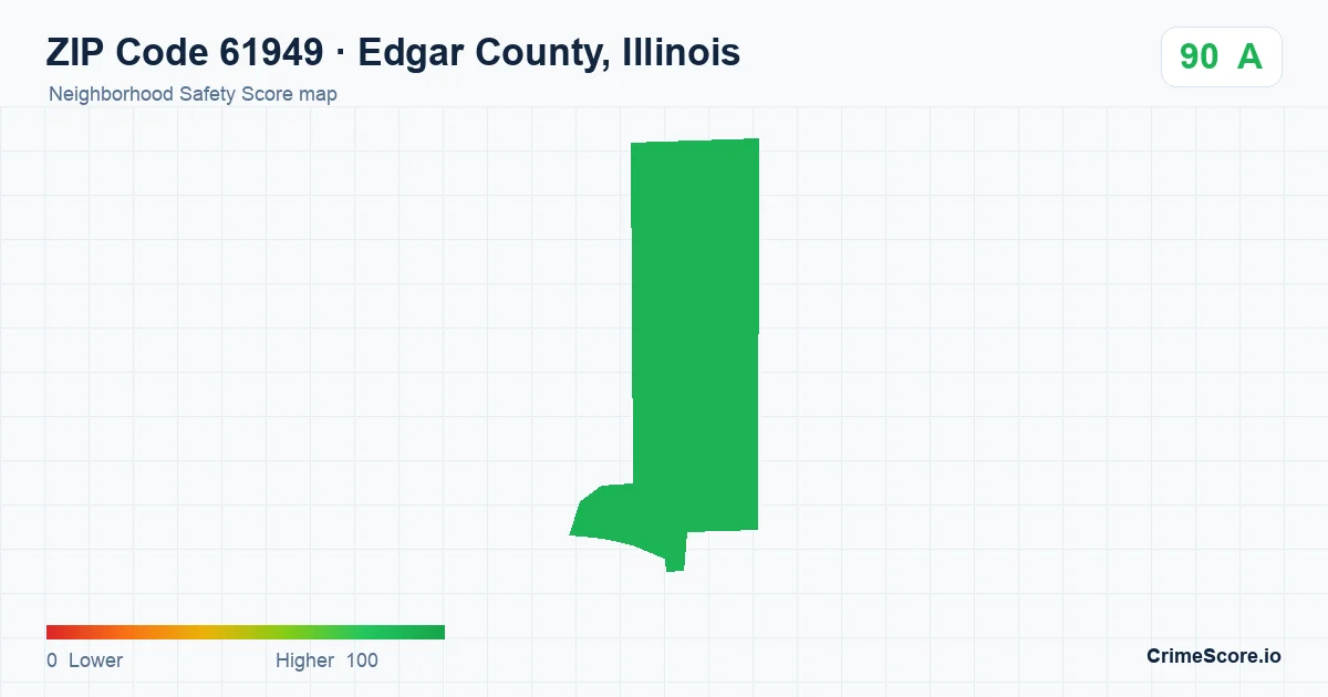 ZIP Code 61949 in Edgar County, Illinois neighborhood Safety Score map
