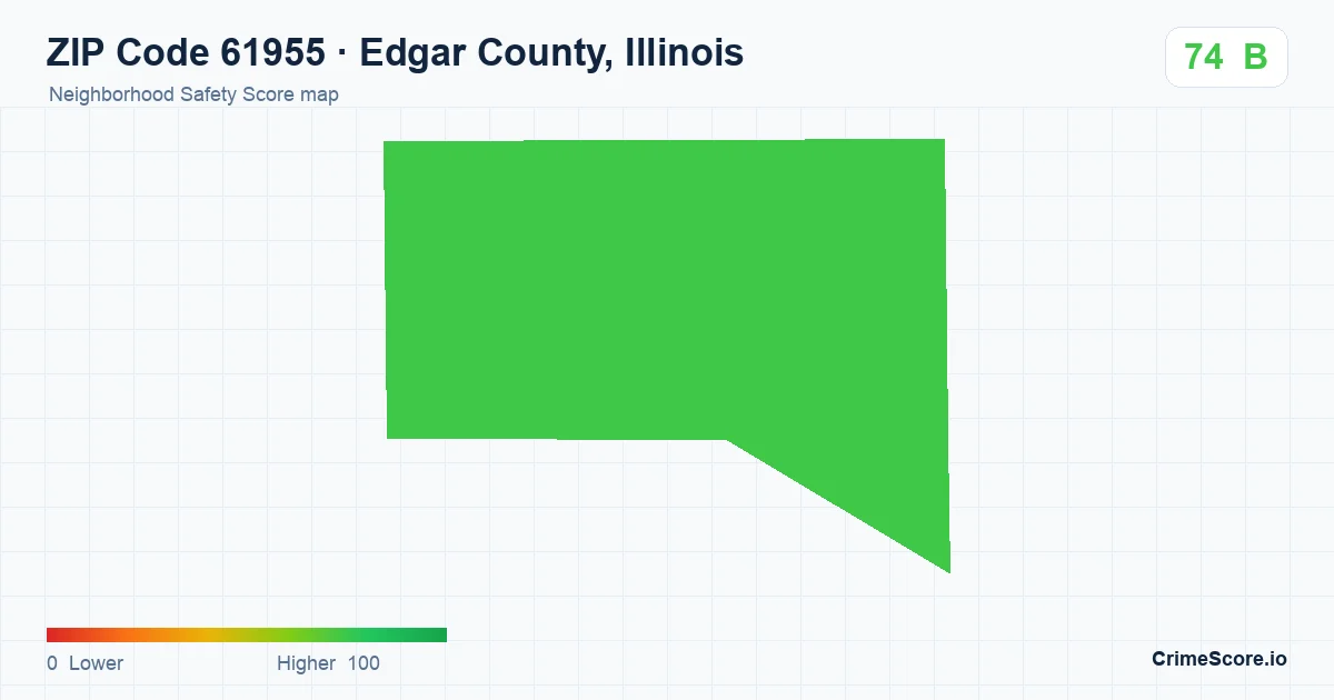 ZIP Code 61955 in Edgar County, Illinois neighborhood Safety Score map