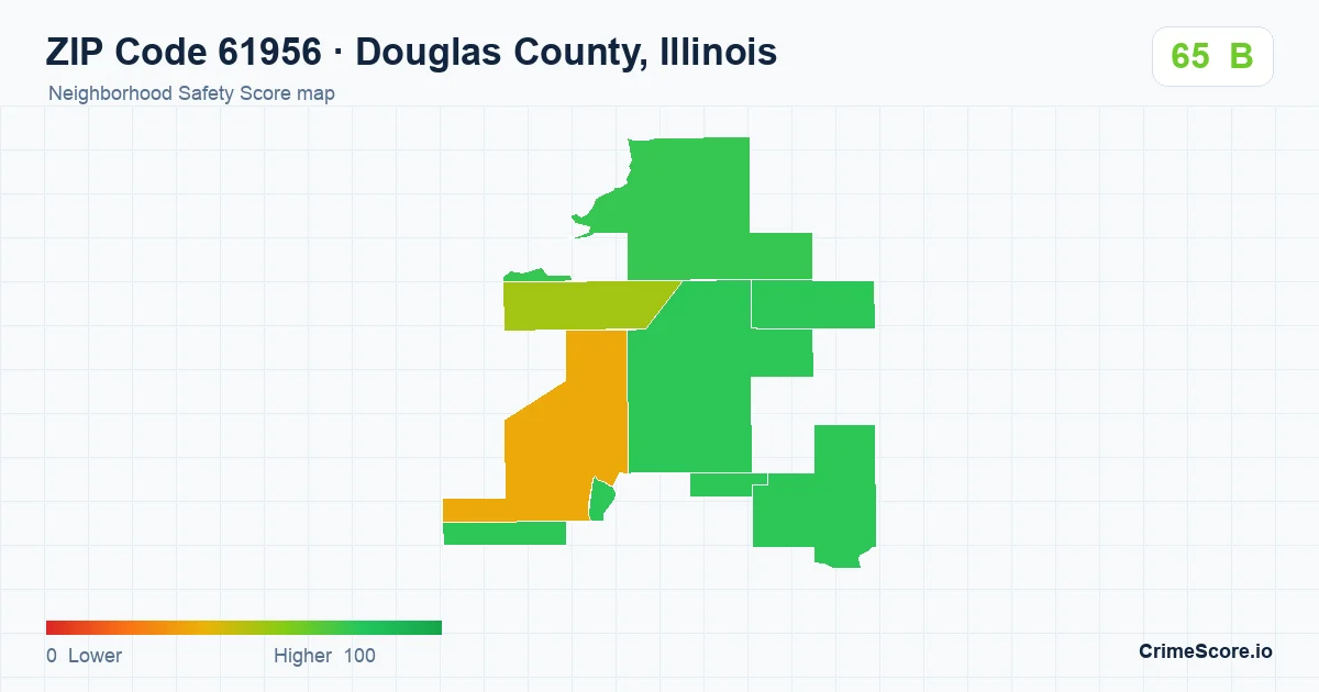ZIP Code 61956 in Douglas County, Illinois neighborhood Safety Score map